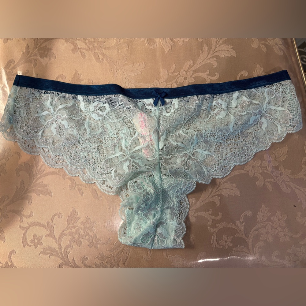 PINK Victoria's Secret Green and Blue Lace Panties